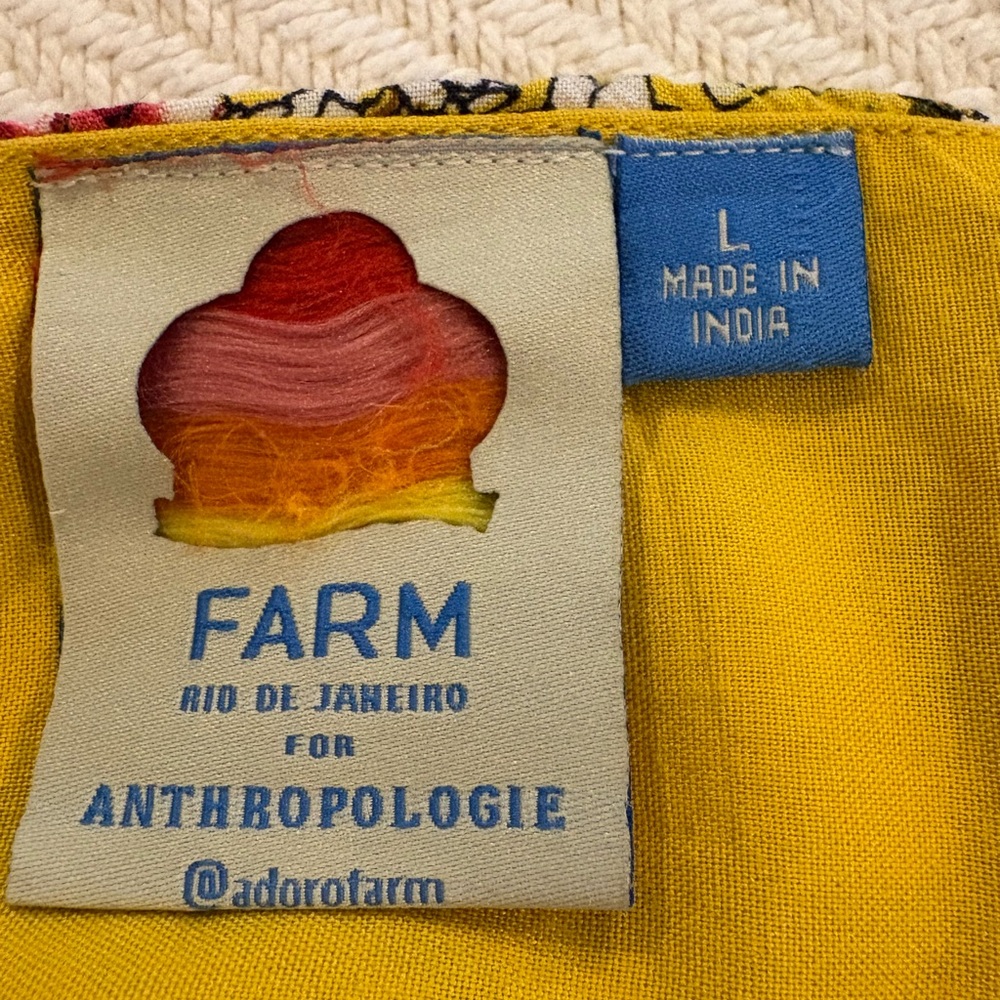 Anthropologie maxi dress Farm Rio size L yellow floral Cantonal maxi sold out - Picture 11 of 16
